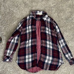 Cloth & Stone Red, Navy, White Plaid Flannel. Size:S